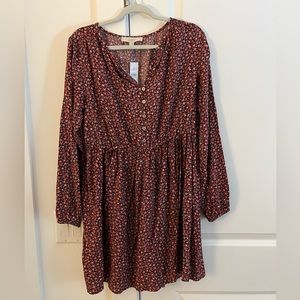 Loft long sleeve floral dress NWT